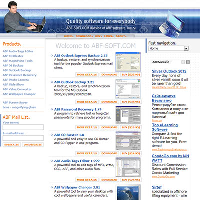 Screenshot of ABF-SOFT.COM website