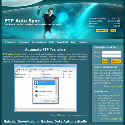 Screenshot of FTP-AUTO-SYNC.COM website