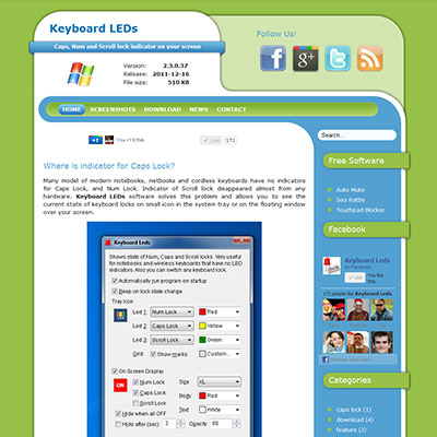 Screenshot of KEYBOARD-LEDS.COM website