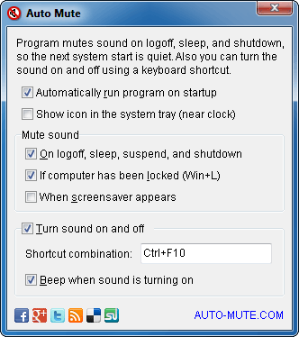 Screenshot of Auto Mute software