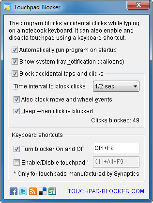 Touchpad Blocker software for blocking computer touch pads