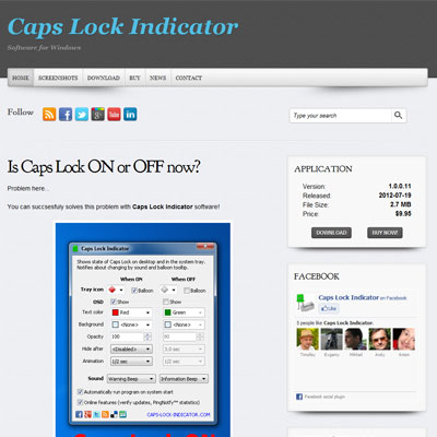 Screenshot of CAPS-LOCK-INDICATOR.COM website