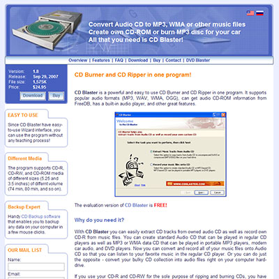 Screenshot of CD-BLASTER.COM website