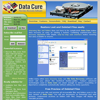 Screenshot of DATA-CURE.COM website