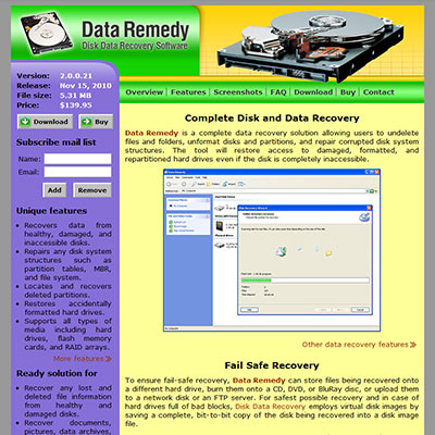 Screenshot of DATA-REMEDY.COM website