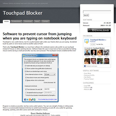 Screenshot of TOUCHPAD-BLOCKER.COM website
